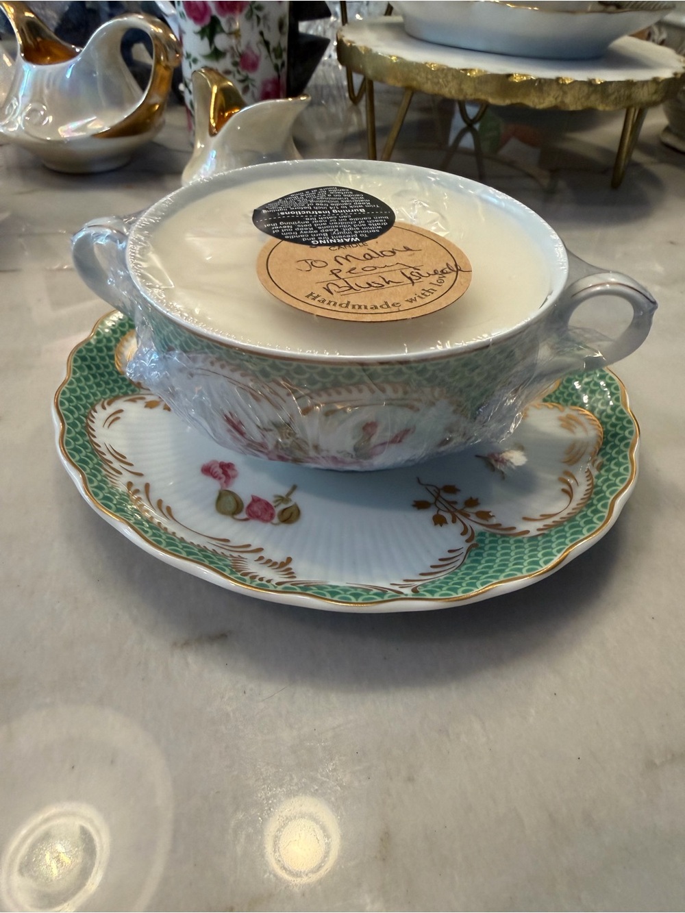 Antique Tirschenreuth Porcelain Teacup & Saucer - Candled Jo Malone Peony Suede